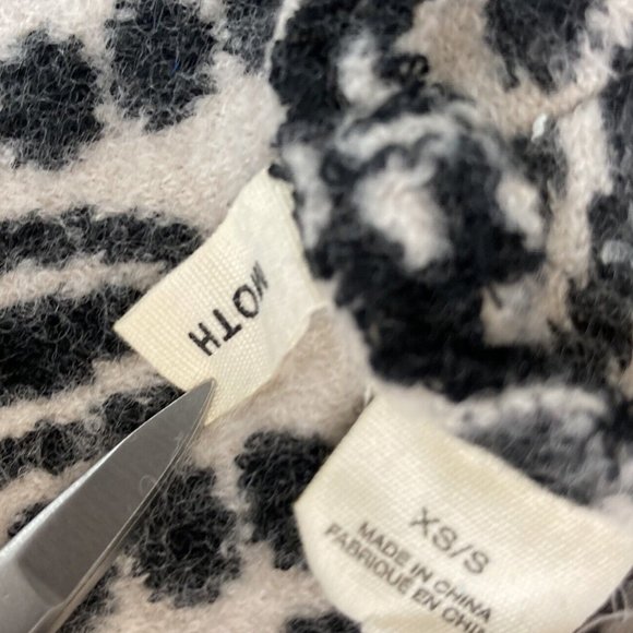 MOTH Anthropologie BLACK WHITE PATTERNED WOOL Cardigan Sweater Vest! Size XS! - Picture 7 of 7